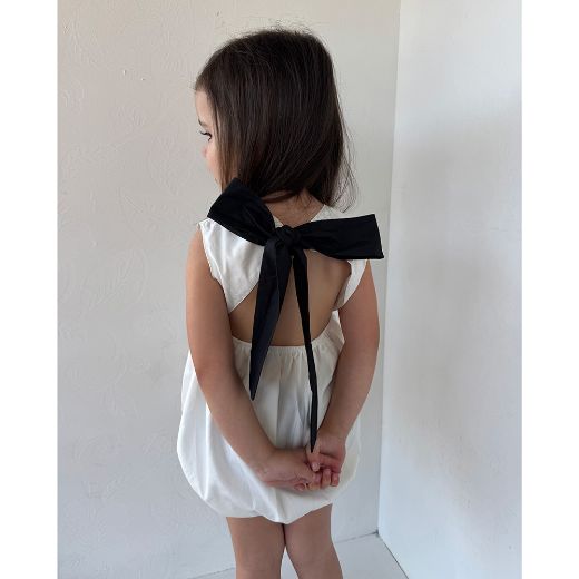 Picture of Phi White Romper with Black Bow