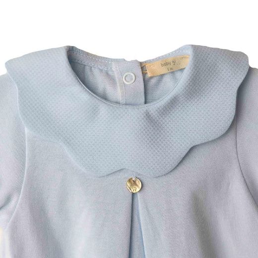 Picture of Baby Gi Blue Cotton Pique Short Romper