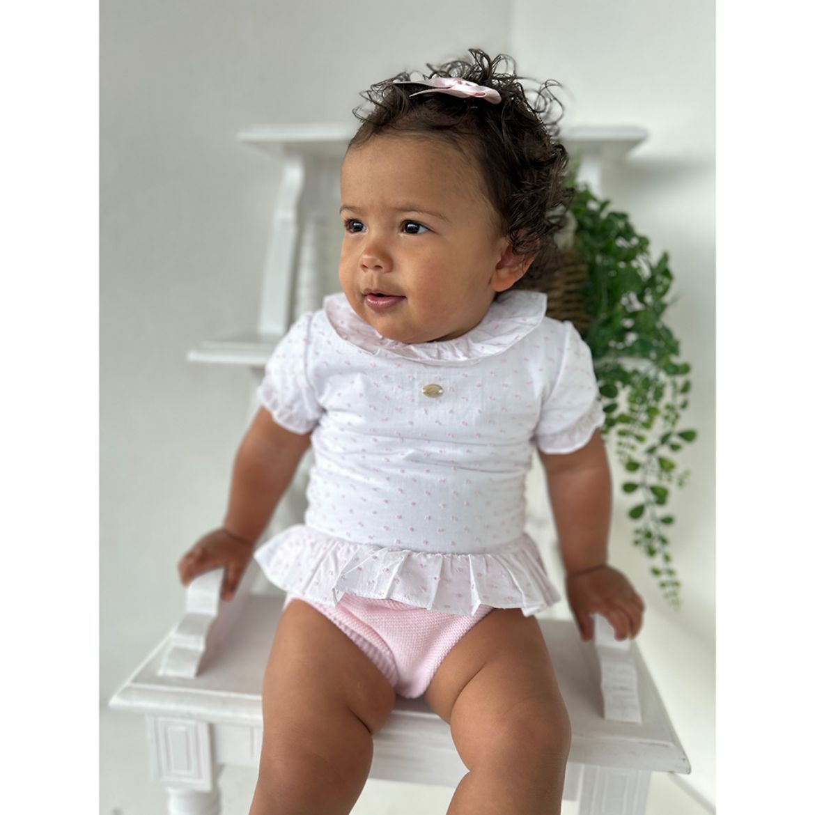 Picture of Martin Aranda Baby Girls Pink & White Romper
