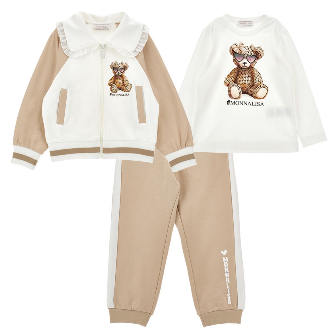 Picture of Monnalisa Beige Teddy Tracksuit Set