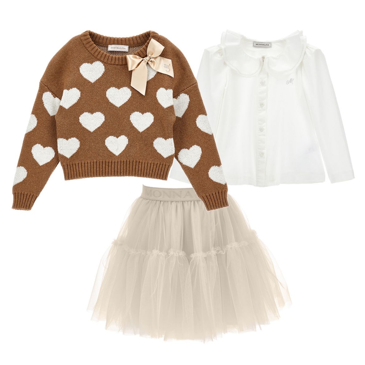 Picture of Monnalisa Jumper, Shirt & Skirt Set