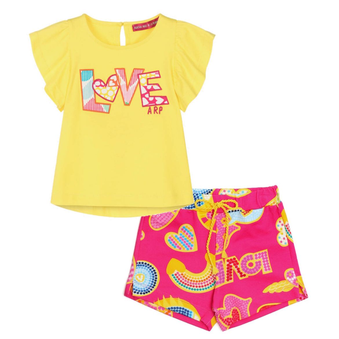 Picture of Agatha Ruiz De La Prada Yellow Love Top & Pink Printed Shorts