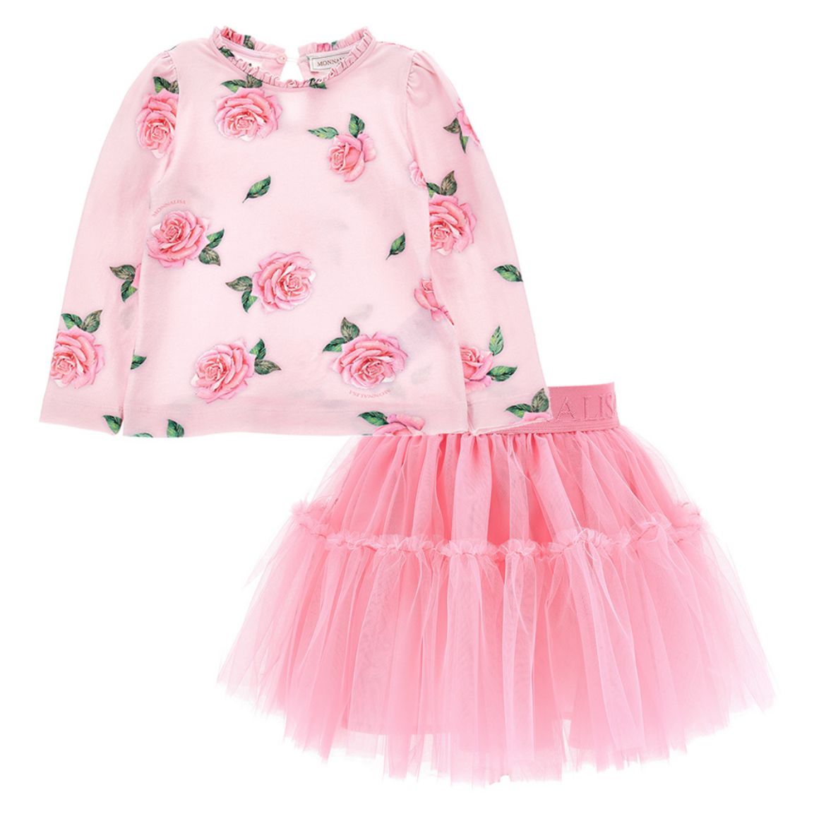 Picture of Monnalisa Pink Rose Leopard Top & Skirt Set