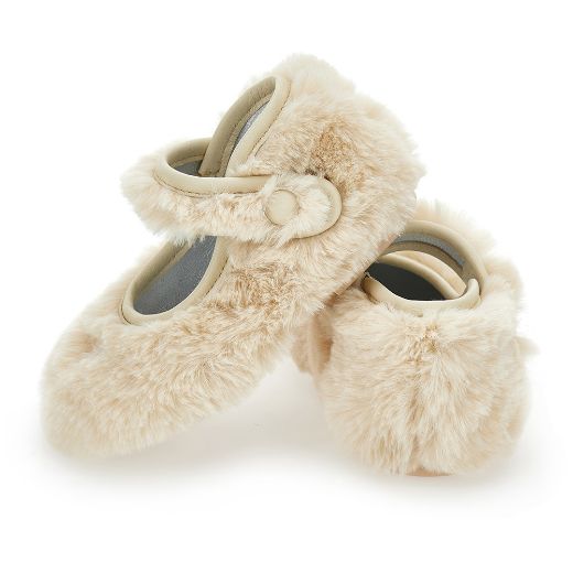 Picture of Monnalisa Baby Cream Faux Fur Shoes