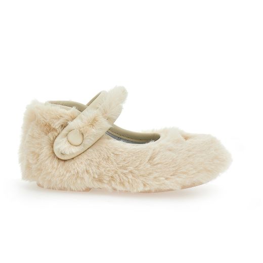 Picture of Monnalisa Baby Cream Faux Fur Shoes
