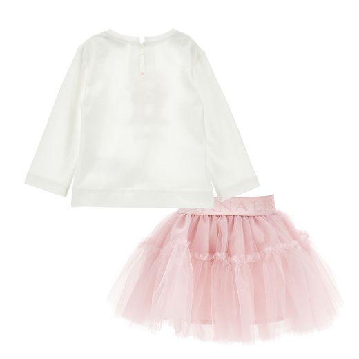 Picture of Monnalisa Baby Pink Girl Top & Tulle Skirt Set