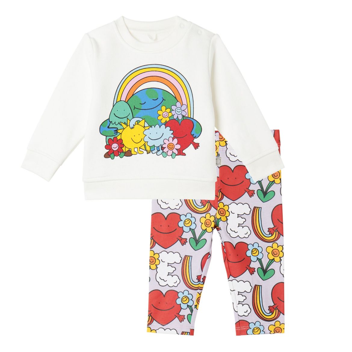 Picture of Stella Mc Cartney Baby Girls White Jumper & Lilac Heart Leggings Set