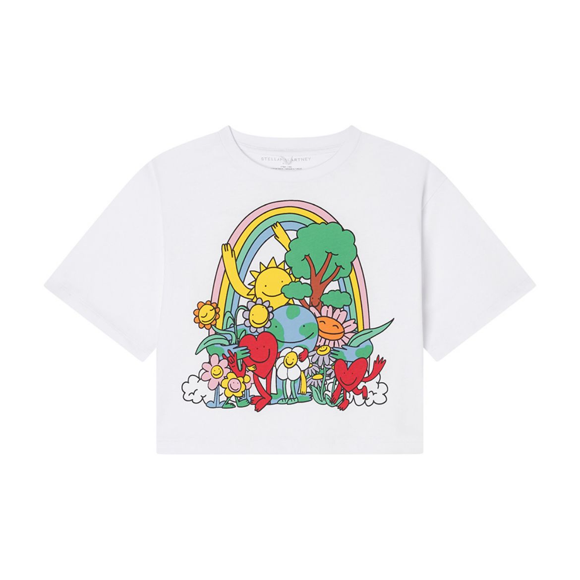 Picture of Stella Mc Cartney Girls White Crop Flower T-Shirt