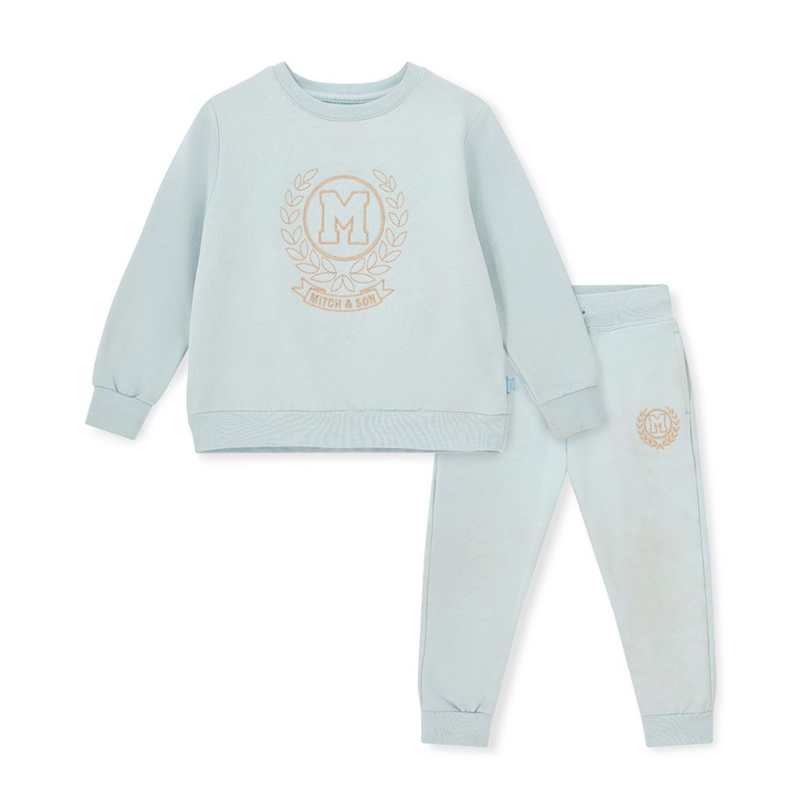 Picture of Mitch & Son Jaxon Sky Blue Crest Embroidery Crewneck Tracksuit