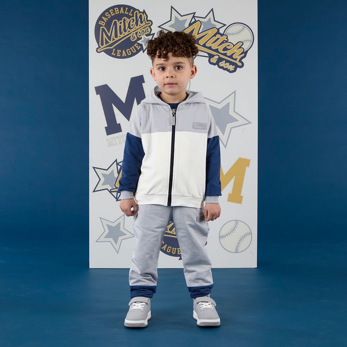 Picture of Mitch & Son Kayden Grey Drop Shoulder Zipper Tracksuit