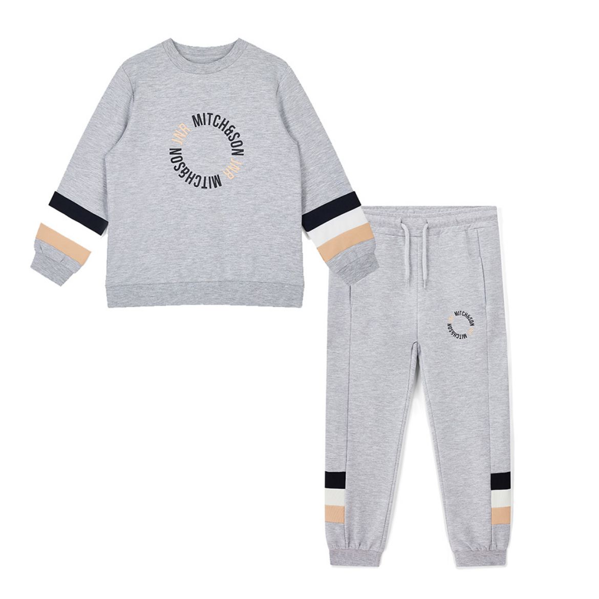 Picture of Mitch & Son Logan Grey Marl Melange Crew Neck Tracksuit