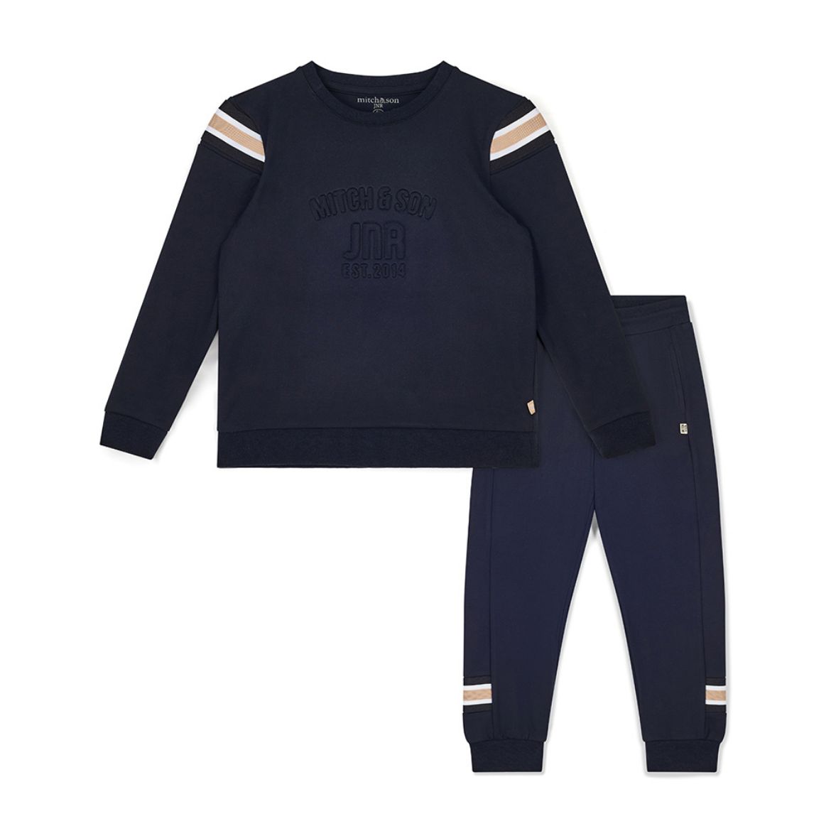 Picture of Mitch & Son Luis Black Embossed Crew Neck Tracksuit