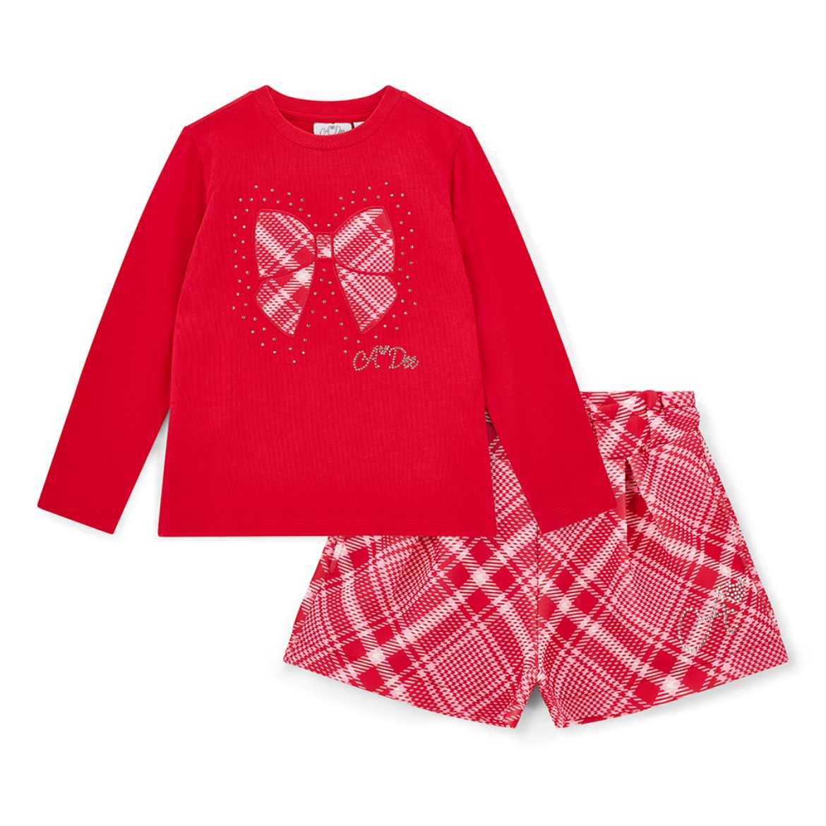 Picture of A Dee Lexi Red Check Bow Short Set