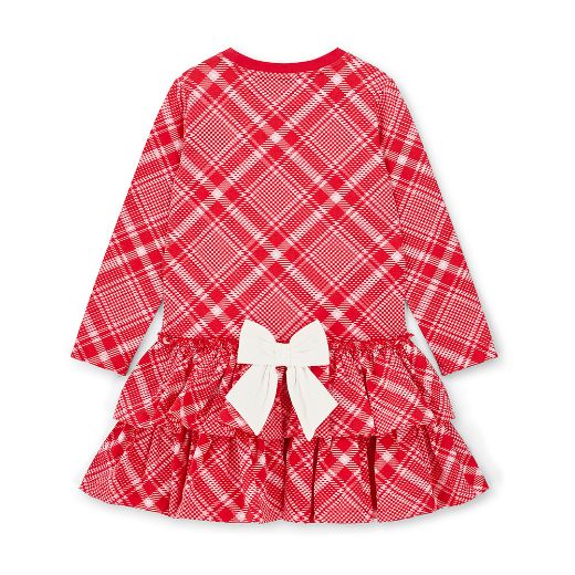 Picture of A Dee Liberty Red Check Triple Frill Dress With Bow Detail
