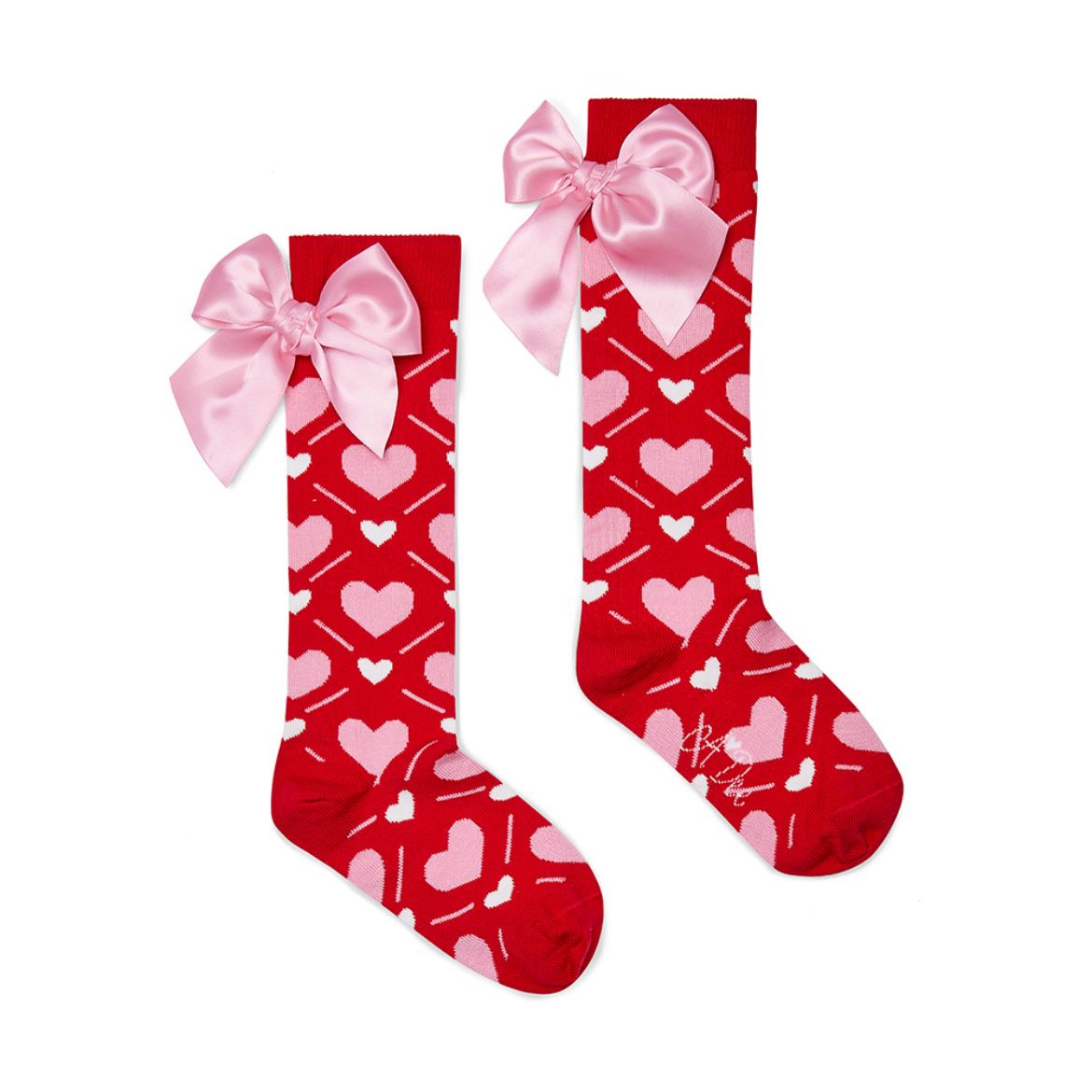 Picture of A Dee Leah Red Heart Print Bow Knee Socks