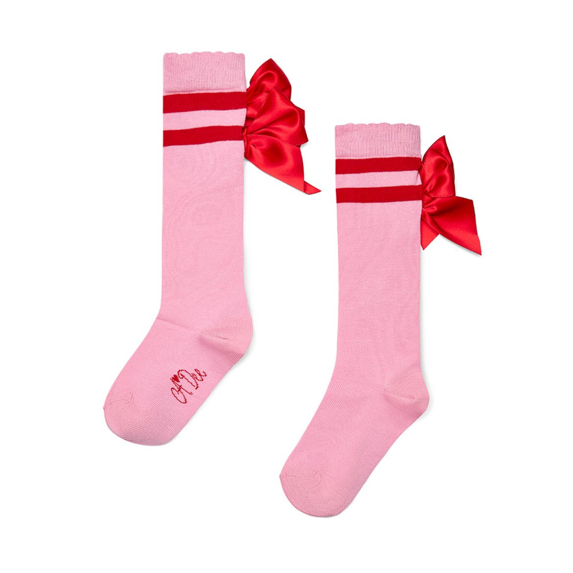 Picture of A Dee Lucy Pink Knee High Bow Socks