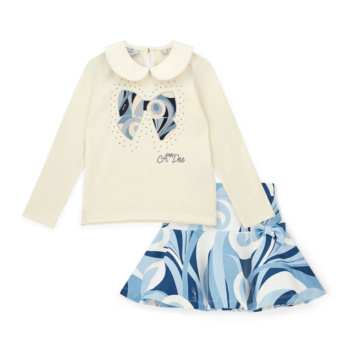 Picture of A Dee Nellie White Swirl Print Skirt Set