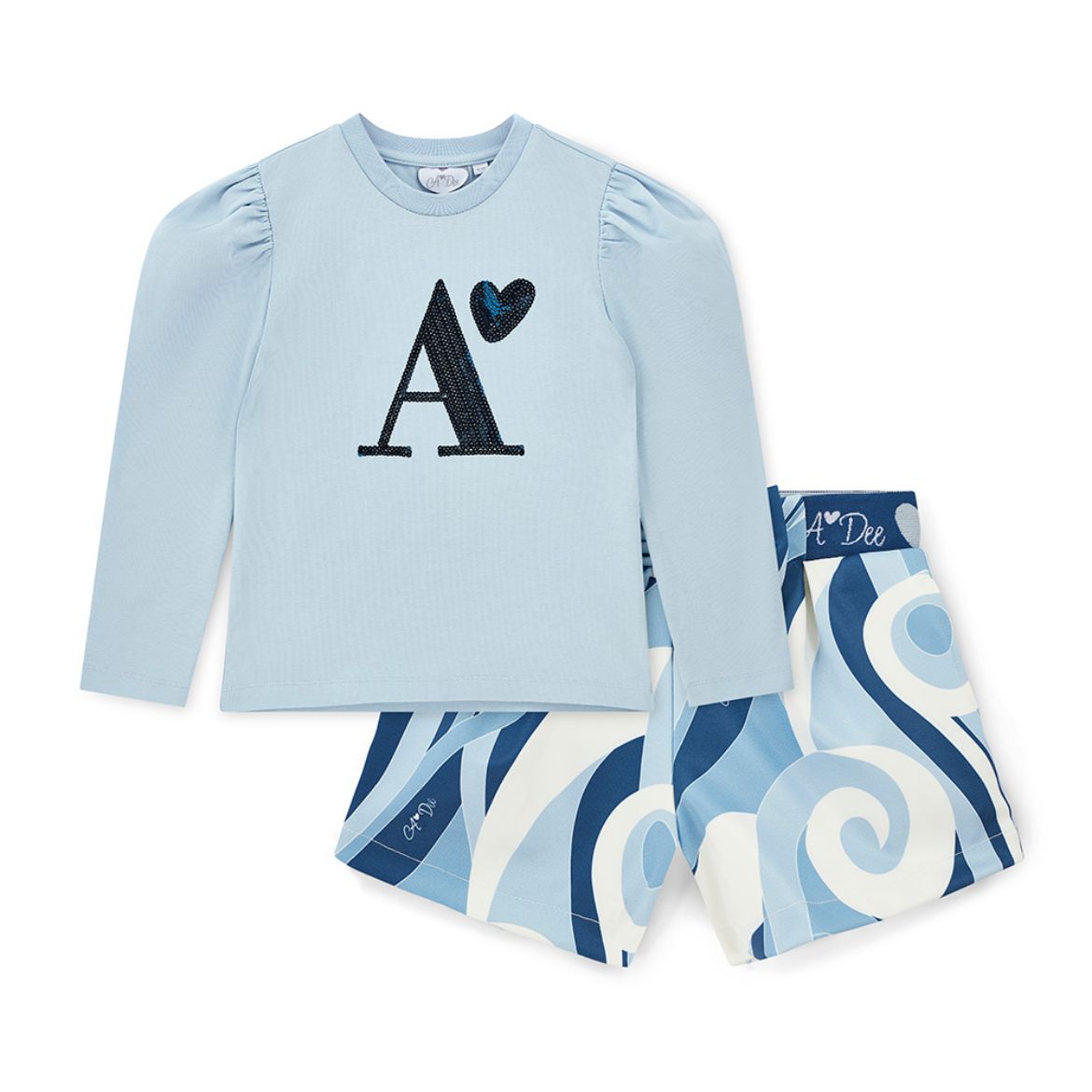 Picture of A Dee Nova Blue Swirl Print Short Set