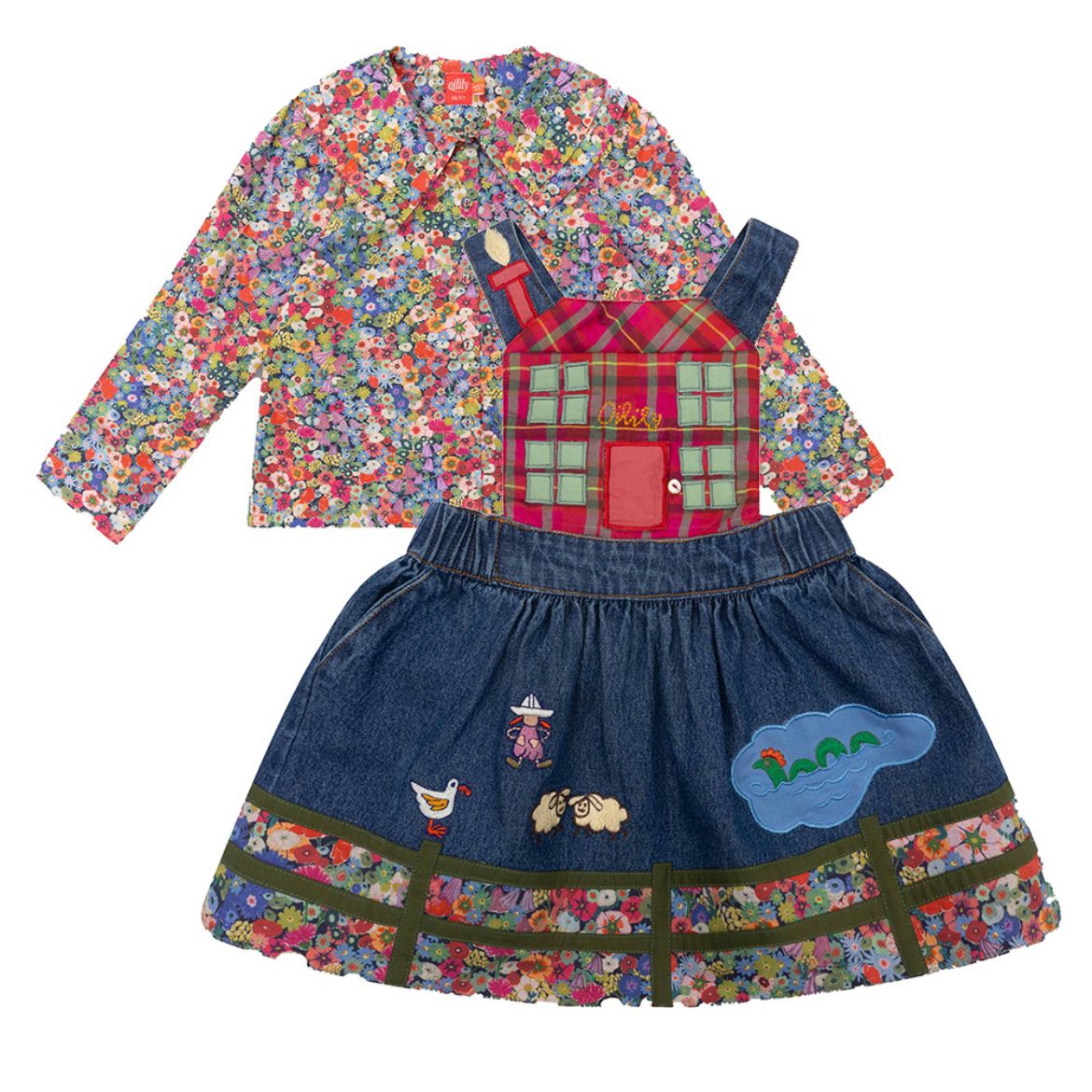 Picture of Oilily Girls Blaire Flower Shirt & Dahouse Denim Dress 