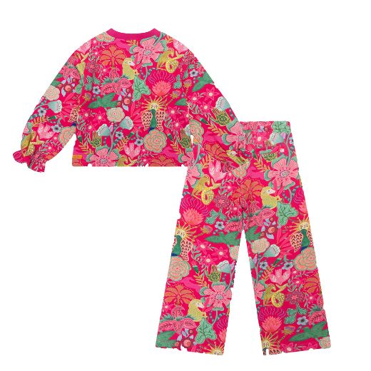 Picture of Oilily Girls Pink Printed Hoossel Jumper & Prom Trousers Set
