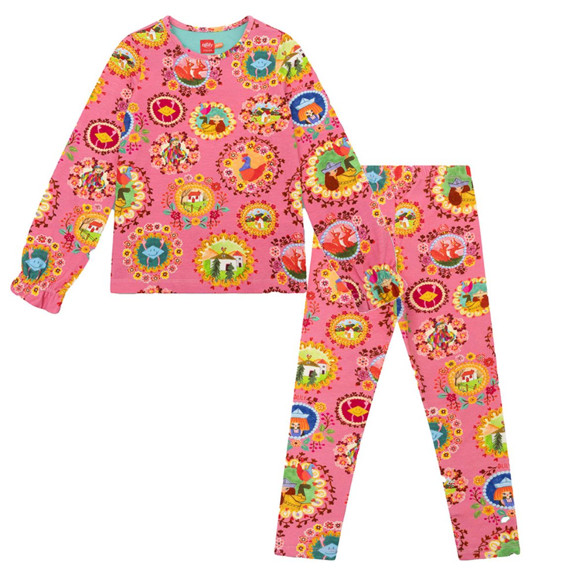 Picture of Oilily Girls Pink Printed Tate Top & Peppy Leggings Set