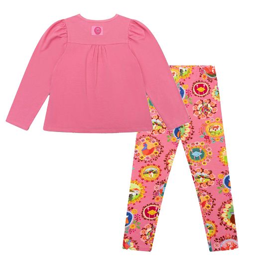Picture of Oilily Girls Pink Triangle Top & Peppy Printed Leggings Set 