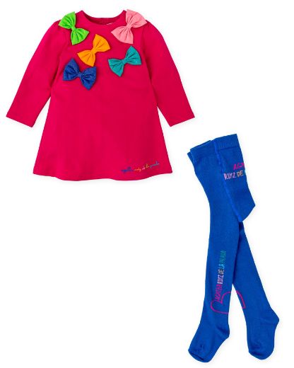 Picture of Agatha Ruiz De La Prada Pink Bow Dress with Tights