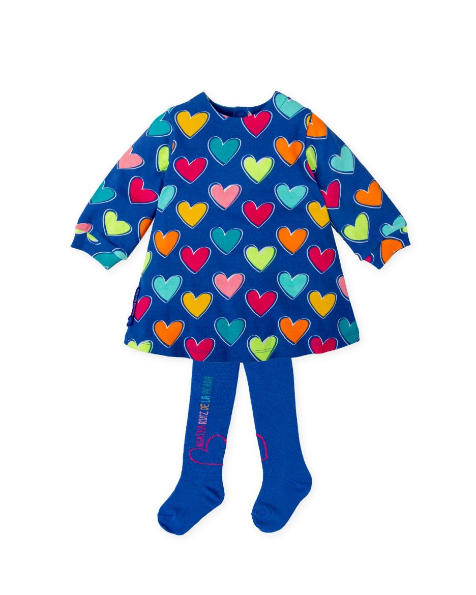Picture of Agatha Ruiz De La Prada Blue Heart Dress & Tights Set