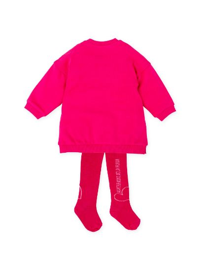 Picture of Agatha Ruiz De La Prada Pink Dress with Stripe Heart & Tights