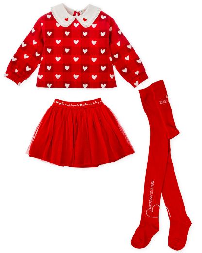 Picture of Agatha Ruiz De La Prada Red Top & Skirt Set with Tights
