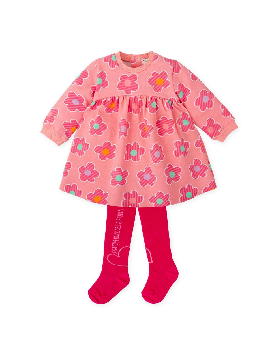 Picture of Agatha Ruiz De La Prada Pink Flower Printed Dress & Tights