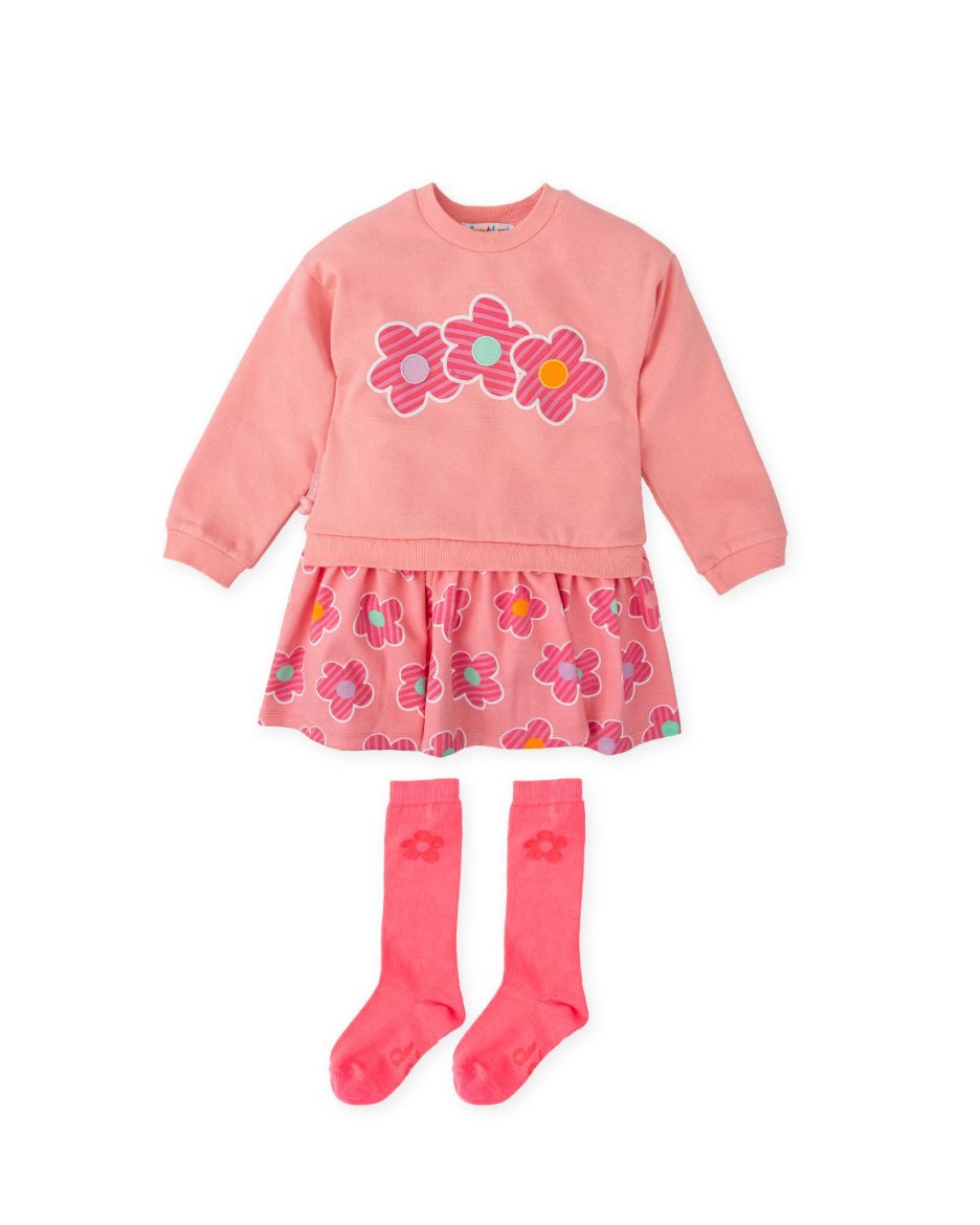 Picture of Agatha Ruiz De La Prada Pink Printed Flower Dress with Socks