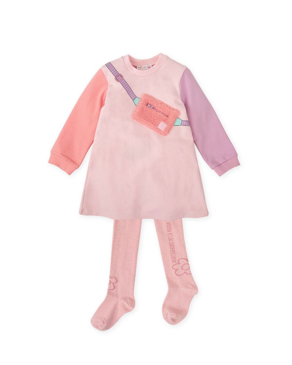 Picture of Agatha Ruiz De La Prada Pink & Lilac Bag Dress & Tights