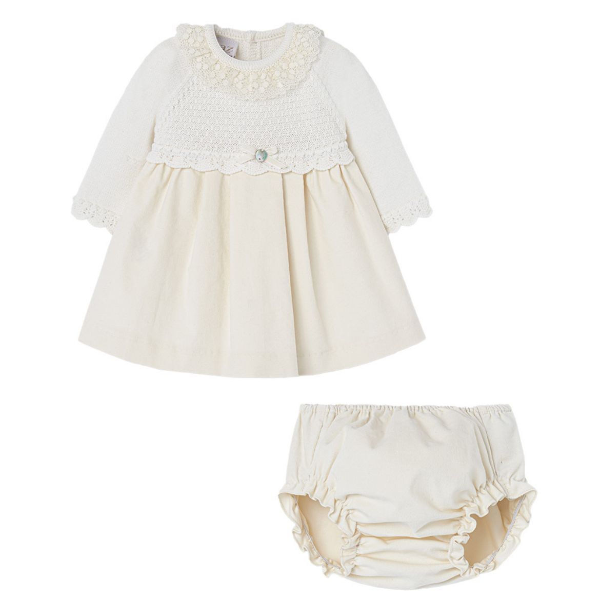 Picture of Paz Rodriguez Cream Knitted Top Dress & Knickers
