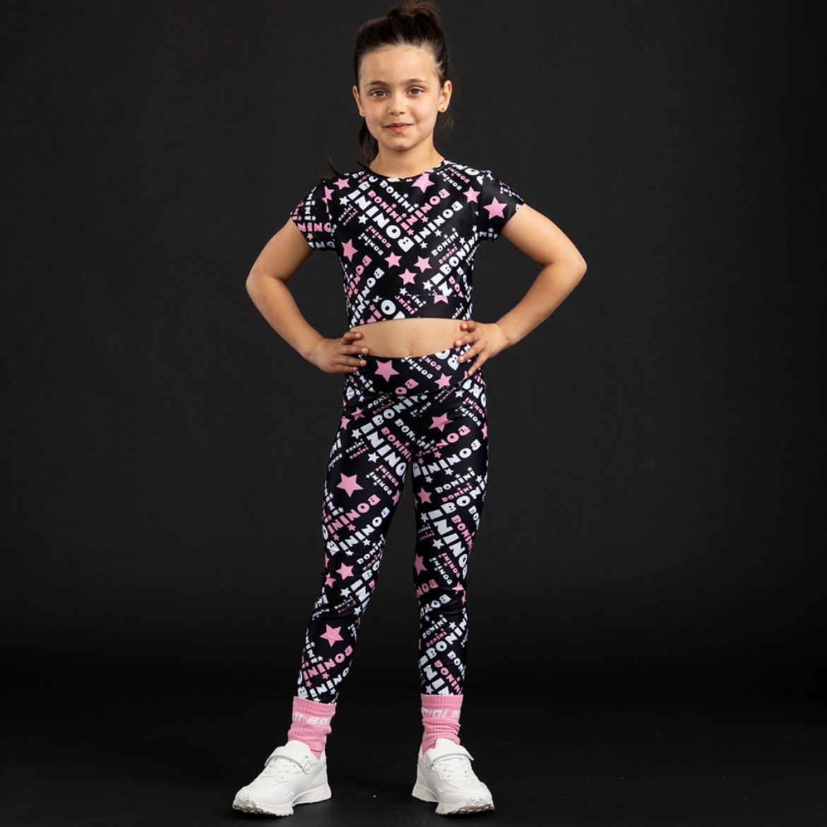 Picture of Bonini Energy/Sprint Black Printed Sport Top And Legging Set