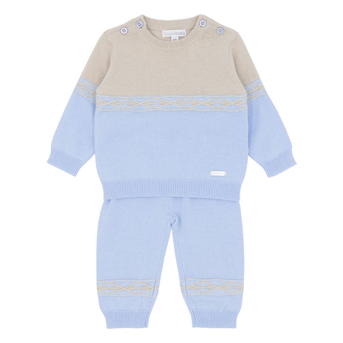 Picture of Blues Baby Boys Blue & Beige Knitted 2 Piece Set