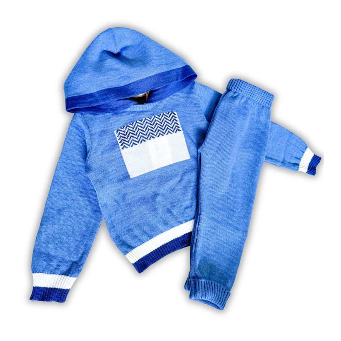 Picture of Bimbalo Boys Blue Knit Hooded Tracksuit