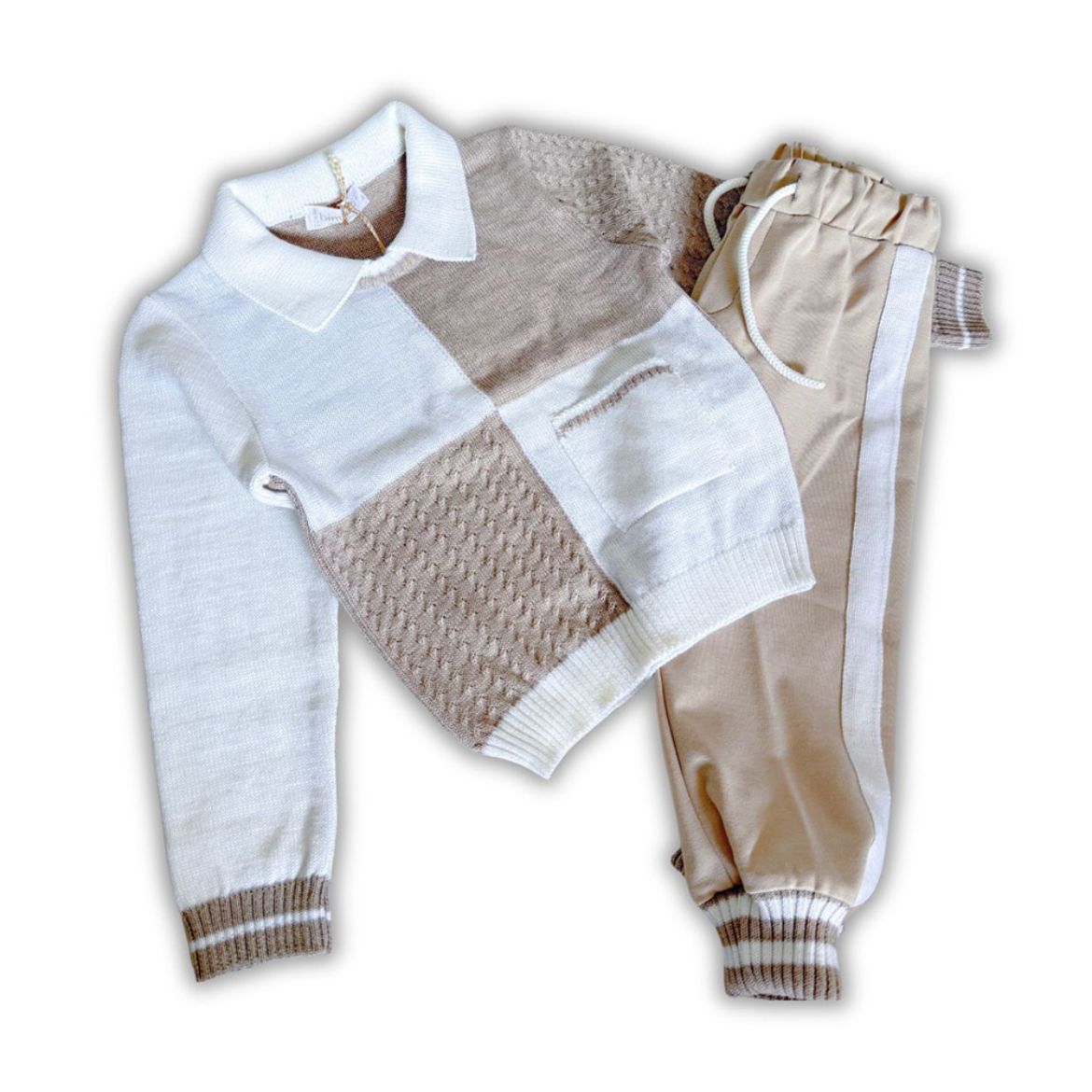 Picture of Bimbalo Beige Knitted Top & Pant Suit
