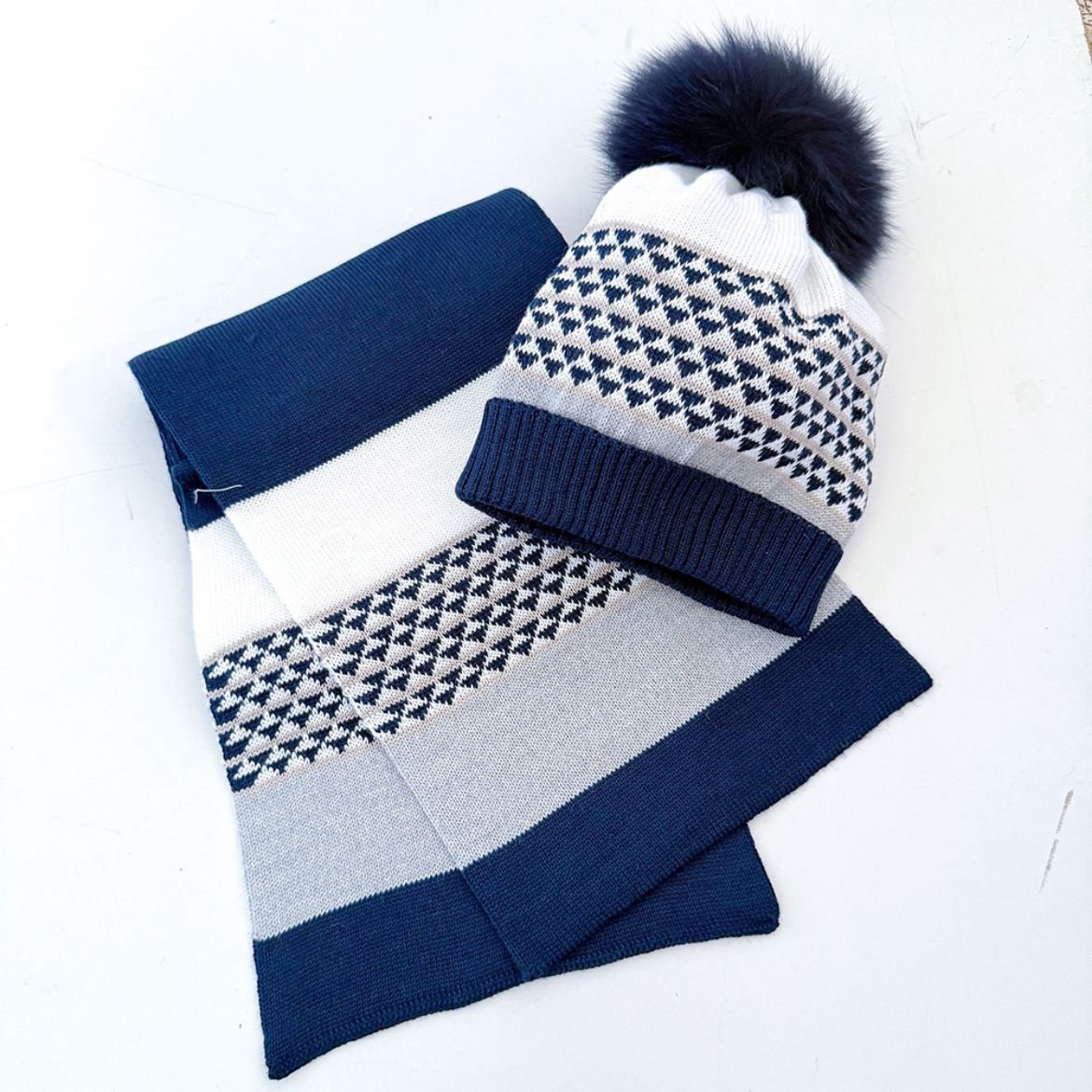 Picture of Bimbalo Boys Navy Knitted Hat & Scarf Set