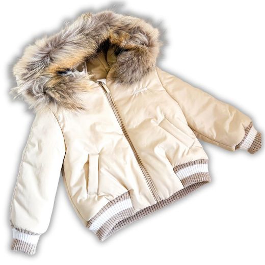 Picture of Bimbalo Boys Beige Jacket with Fur Hood
