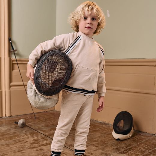 Picture of Patachou Boys Beige & Navy Trim Tracksuit