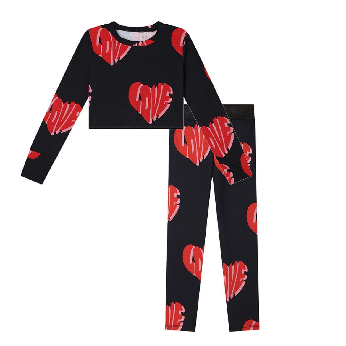 Picture of Stella Mc Cartney Girls Black & Red Heart Top & Leggings Set