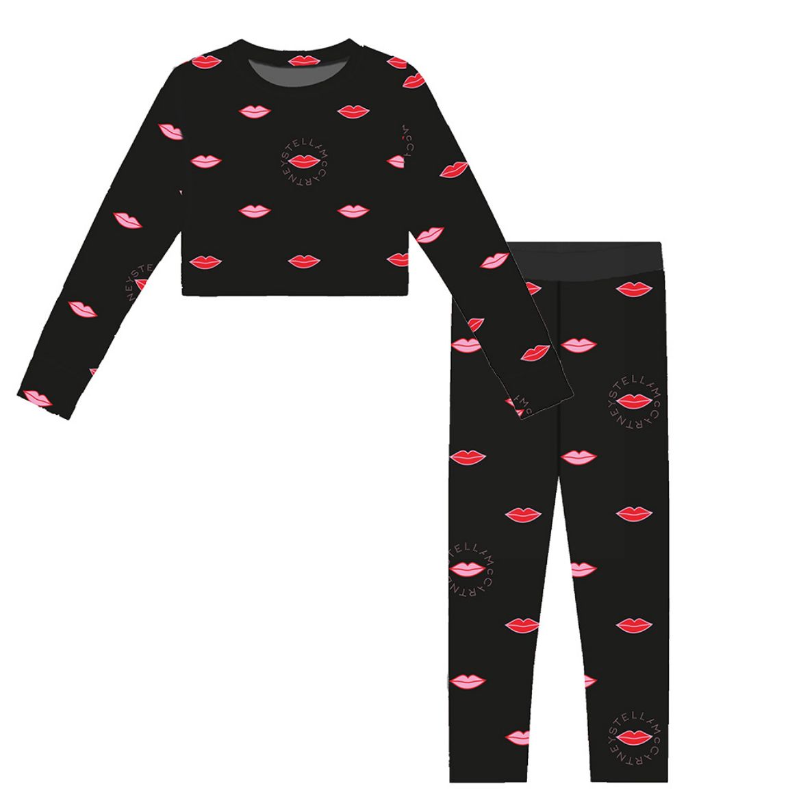 Picture of Stella Mc Cartney Girls Black & Red Lips Top & Leggings Set