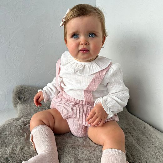 Picture of Martin Aranda Girls Cream Top & Knitted Ruffle Knicker Set