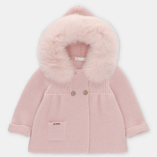 Picture of Martin Aranda Girls Dusty Pink Cardigan with Fur Hood 