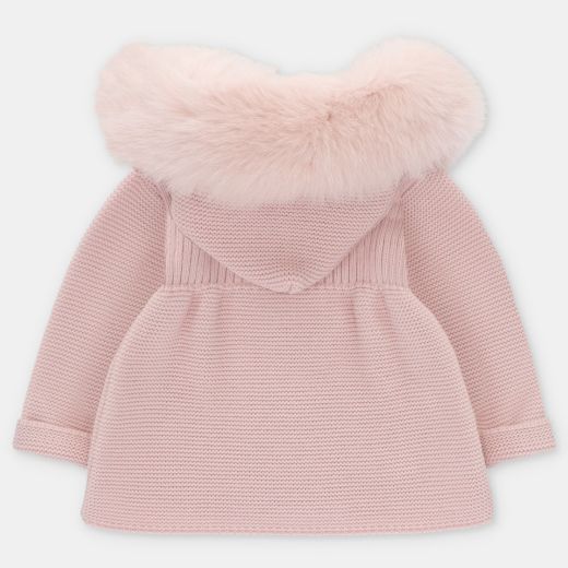 Picture of Martin Aranda Girls Dusty Pink Cardigan with Fur Hood 