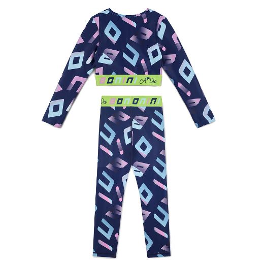 Picture of Bonini Power/Inspire Navy Printed Sport Top And Legging Set