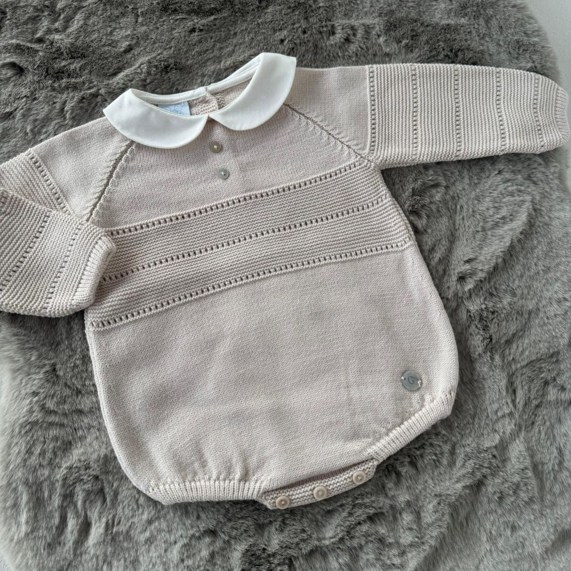 Picture of Granlei Boys Beige Knitted Romper