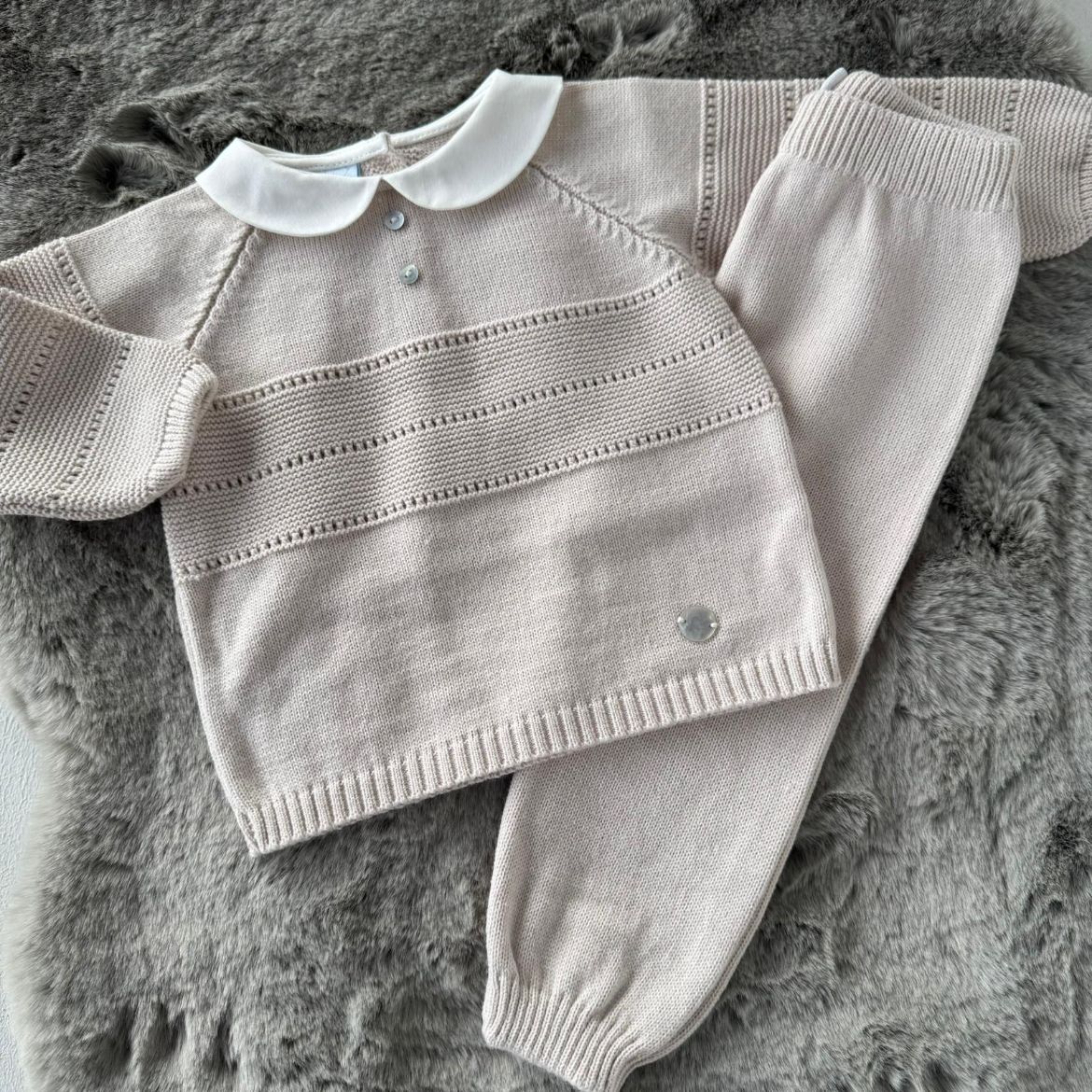 Picture of Granlei Boys Beige Knitted Tracksuit