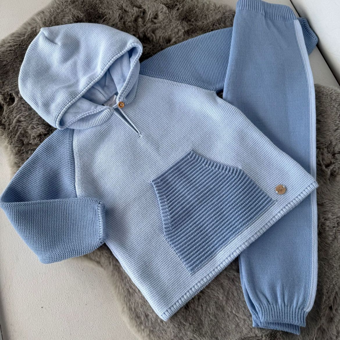 Picture of Granlei Boys Blue Knitted Hooded Set